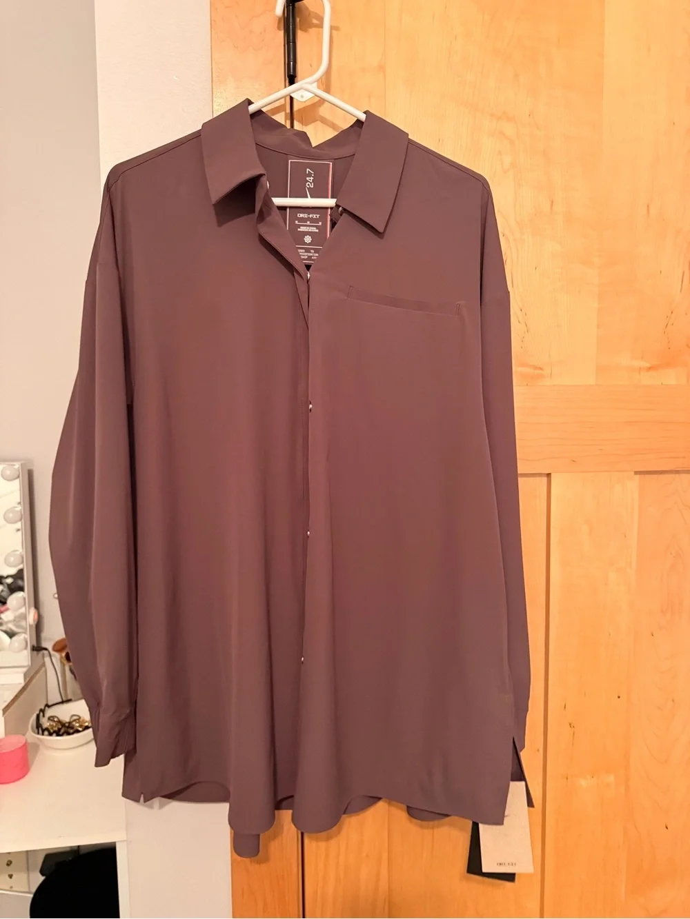 Nike womens Brown Long-Sleeve Button-Down Shirt